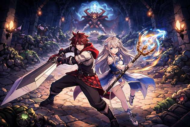 Elsword e Anya na Dungeon dos Monstros - Jabali AI Poster
