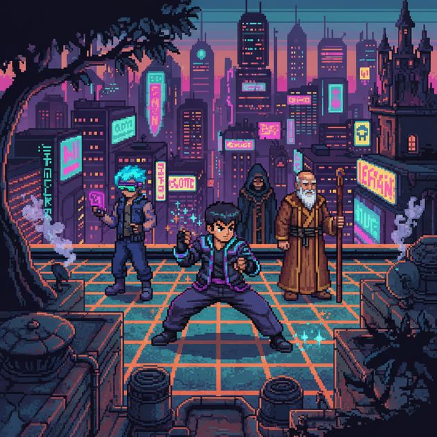 Neon City Brawl - Jabali AI Poster