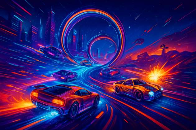 Neon Velocity: Techno Circuit - Jabali AI Poster