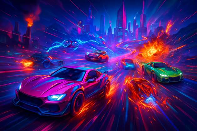 Neon Turbo Rampage - Jabali AI Poster