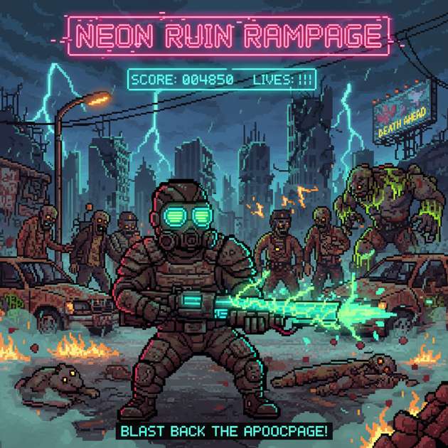 Neon Ruin Rampage - Fixed Shooter Arcade by Jabali AI
