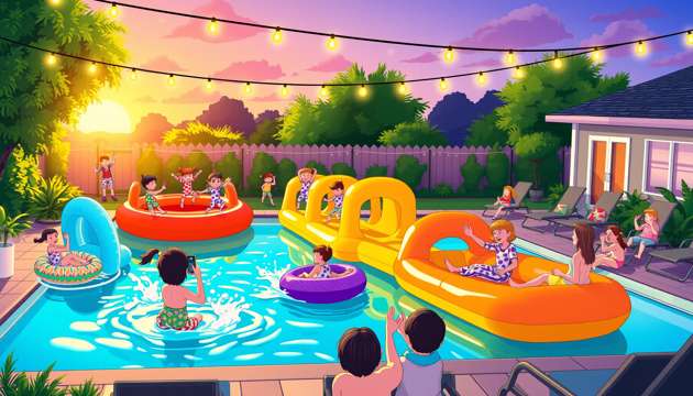 Pajama Pool Party Paddlers - Jabali AI Poster