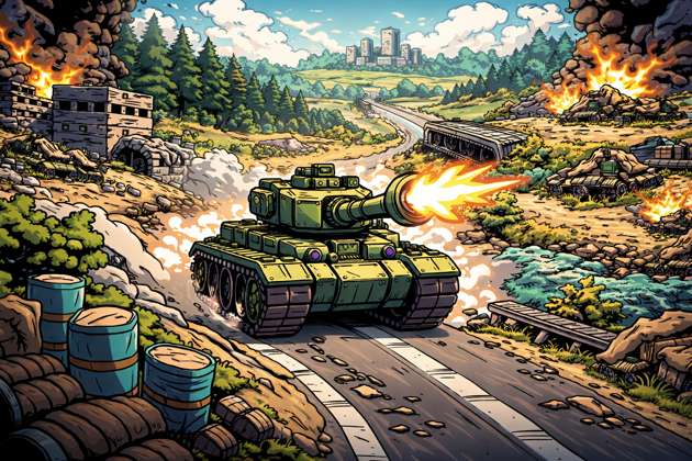 Iron Road Tank Assault - Jabali AI Poster