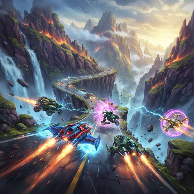 Cliffside Carnage: Turbo Rivals - Jabali AI Poster