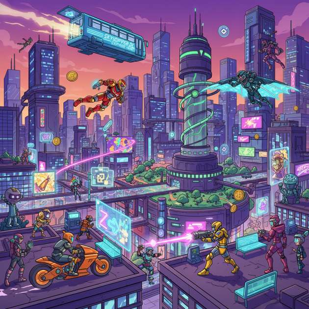 Neon Metropolis Dusk Skies - Jabali AI Poster