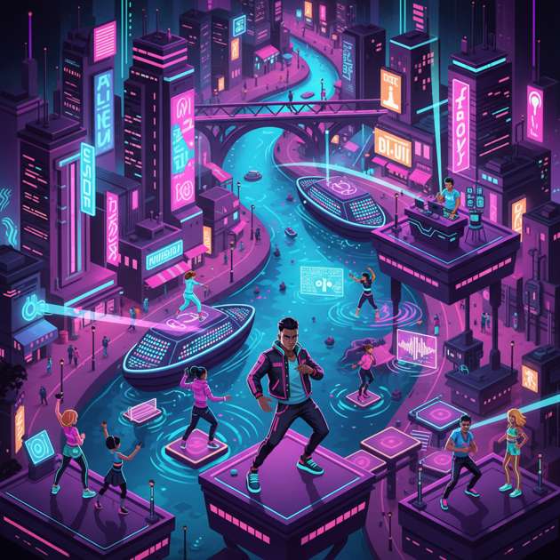 Neon River Revue - Jabali AI Poster
