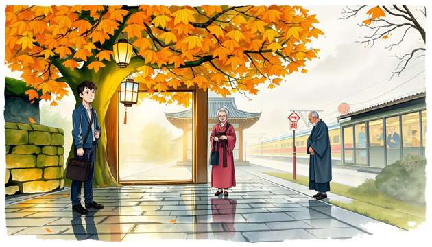 Lanterns Beneath the Ginkgo - Jabali AI Poster
