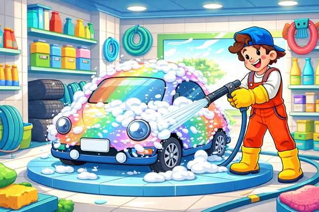 Garage Car Wash Fun - Jabali AI Poster