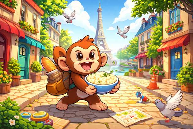 Monkey's Paris Curd Rice Hunt - Jabali AI Poster