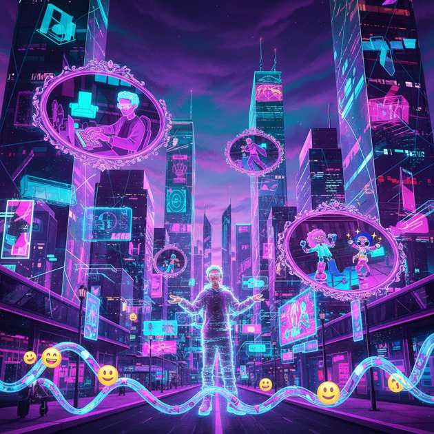 Neon Mirror: Reality Glitch - Jabali AI Poster