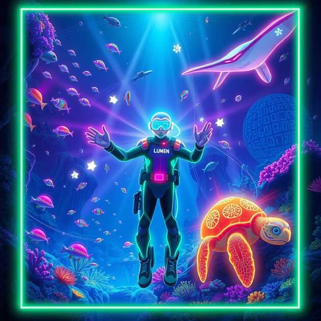Neon Reefs & Mischief - Jabali AI Poster