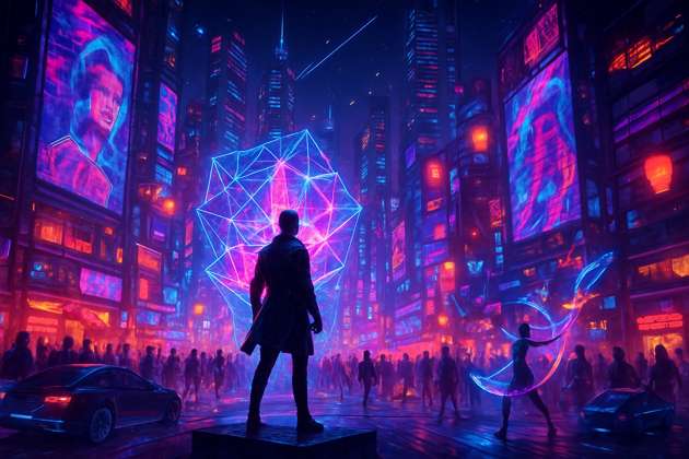 Neon Festival City - Jabali AI Poster