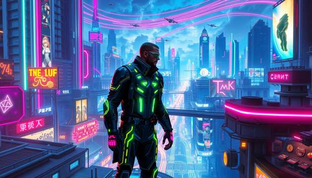 Neon Metropolis: Match Surge - Jabali AI Poster