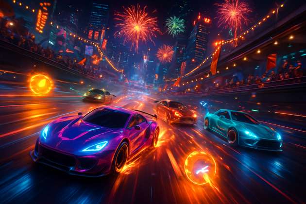 Neon Rival Rush - Jabali AI Poster