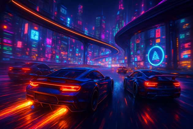 Neon Skyline Rivals - Jabali AI Poster