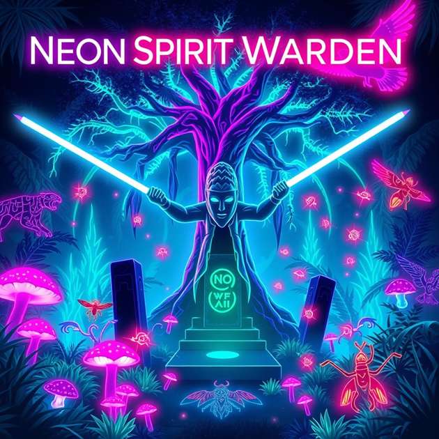 Neon Spirit Warden - Jabali AI Poster