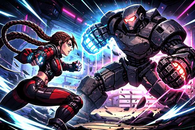 Robot Girl Brawl - Jabali AI Poster