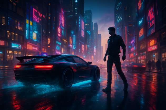 Neon City Drive - Jabali AI Poster