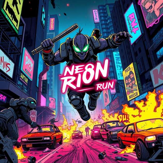 Neon Riot Run - Jabali AI Poster