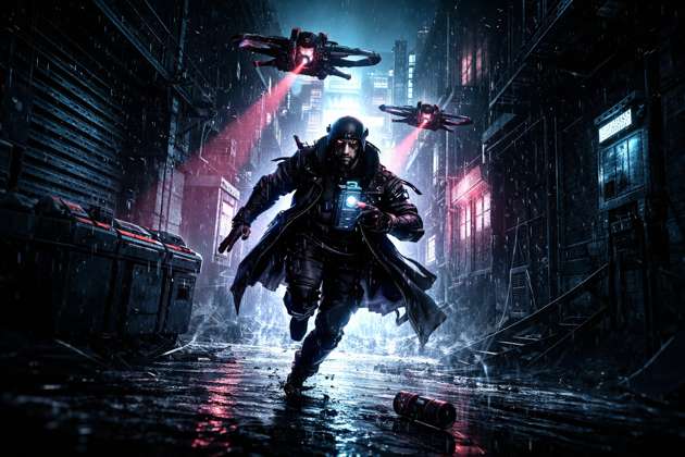 Neon Sector Escape - Jabali AI Poster