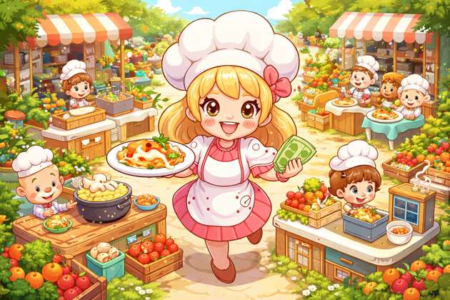 Chef Kawaii: Huerta y Restaurante - Jabali AI Poster