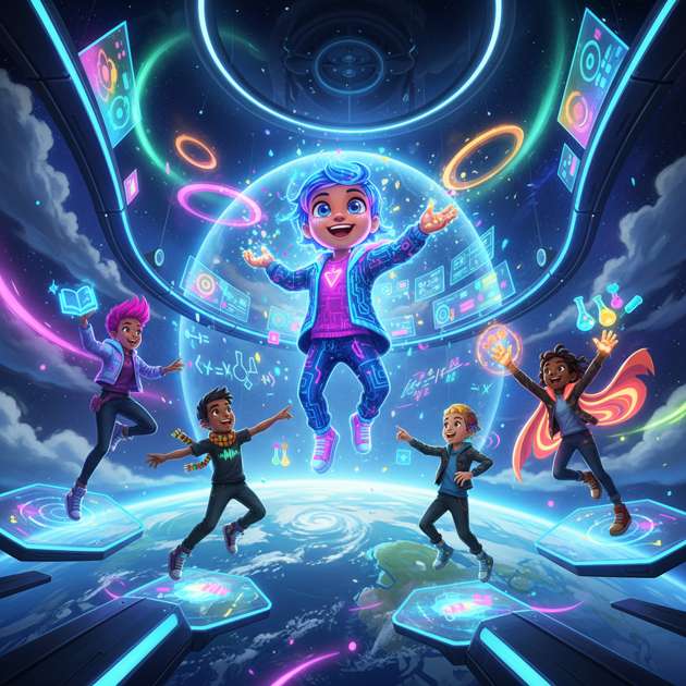 Neon Knowledge Quest - Jabali AI Poster