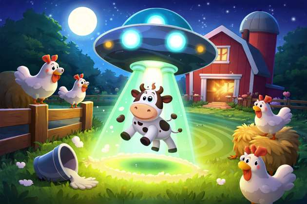 Sneaky Saucer Cow Snatch - Jabali AI Poster