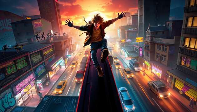 Neon Run City - Jabali AI Poster