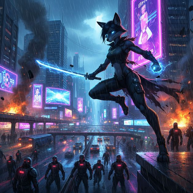 Sweetie Fox: Neon Rebellion - Jabali AI Poster