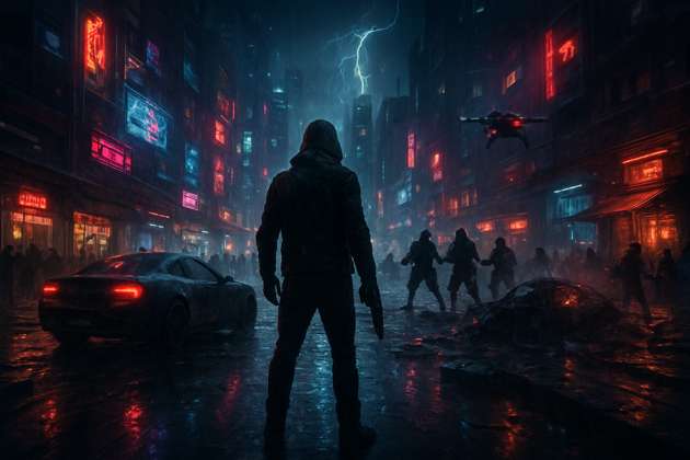 Neon City Outnumbered - Jabali AI Poster