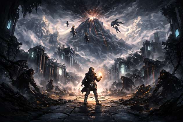 Vulcão das Trevas e Gigantes da Luz - Jabali AI Poster