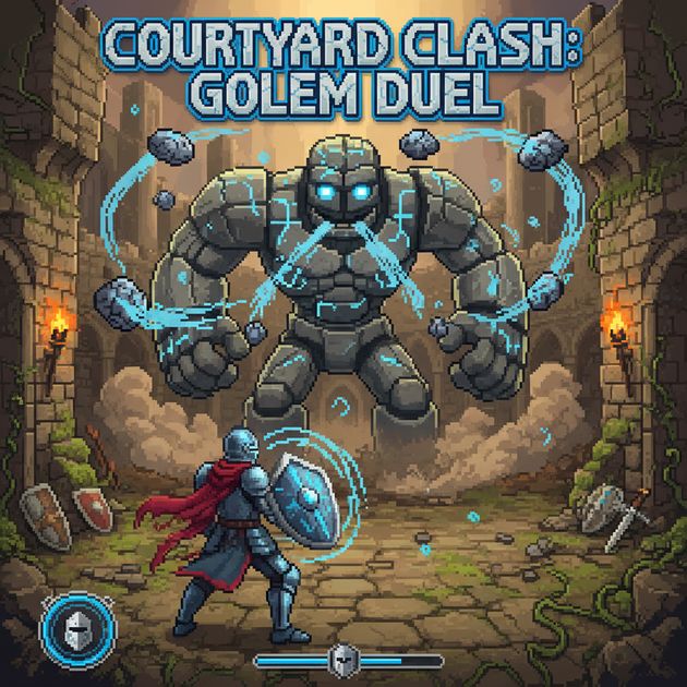 Courtyard Clash: Golem Duel - Jabali AI Poster