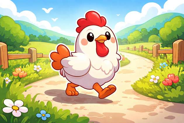 Galinha na Estrada: A Travessia Divertida - Jabali AI Poster