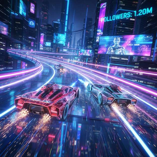 Neon Fame Rush - Jabali AI Poster