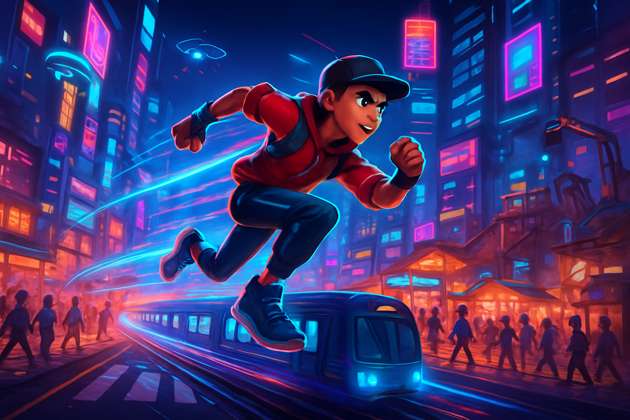 Neon Rush Runner - Jabali AI Poster