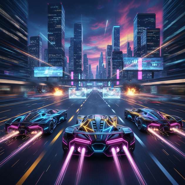 Neon Highway Rivals - Jabali AI Poster