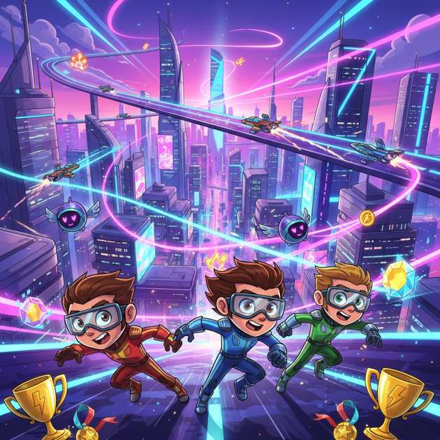 Neon Sky Rush - Jabali AI Poster