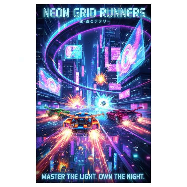Neon Velocity: Circuit Clash - Jabali AI Poster