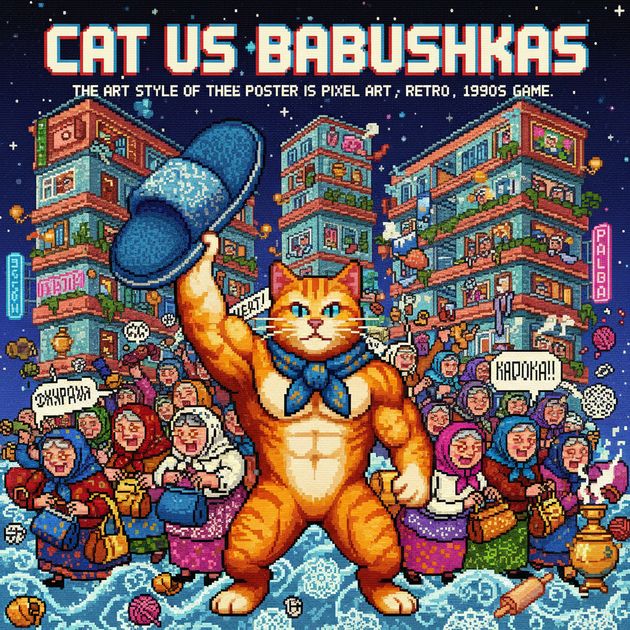 Cat vs Babushkas - Jabali AI Poster