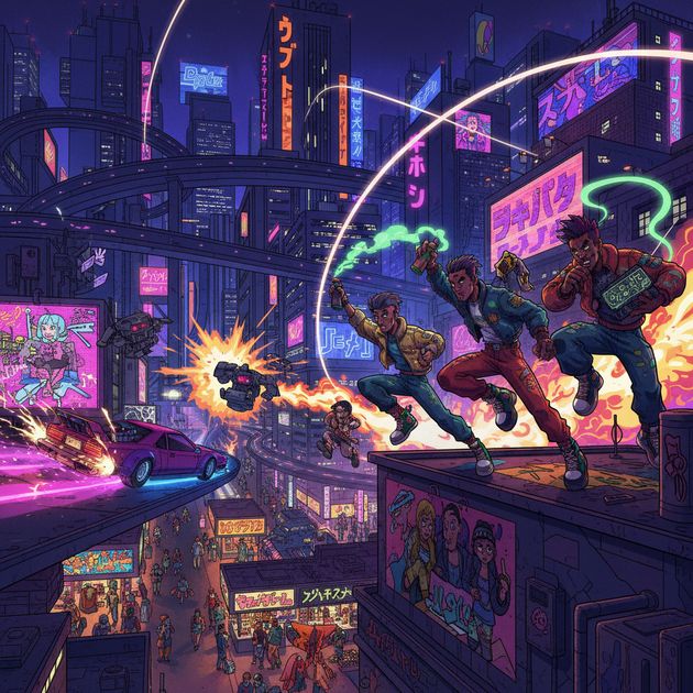 Neon Rebellion Run - Jabali AI Poster