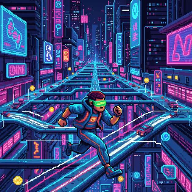 Neon Rush City - Jabali AI Poster