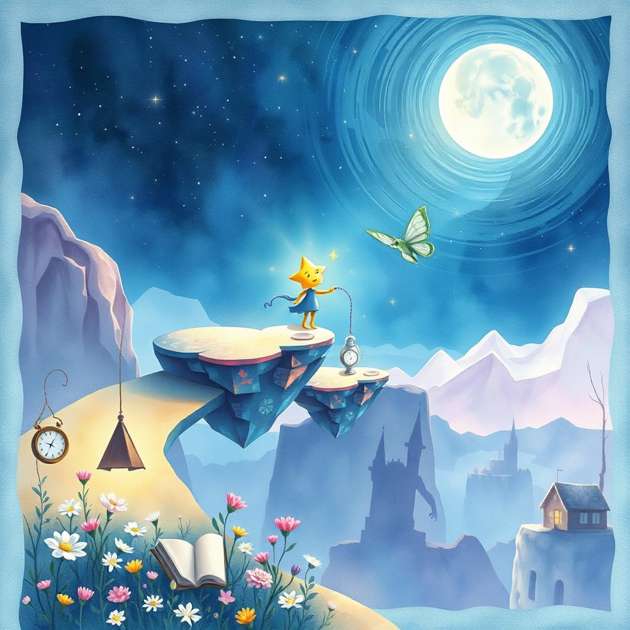 Starlit Rain and Wandering Clocks - Jabali AI Poster