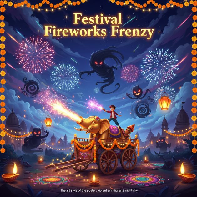 Festival Fireworks Frenzy - Jabali AI Poster