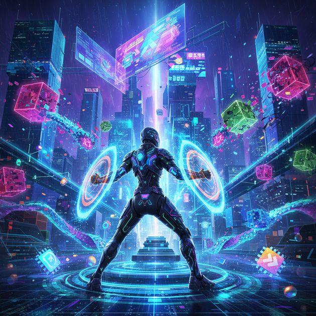 Neon Grid Defenders - Jabali AI Poster