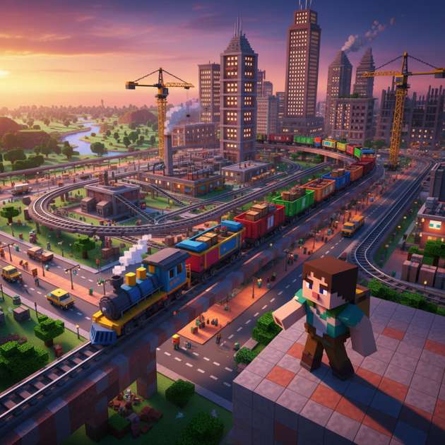 Voxel Rail City - Jabali AI Poster