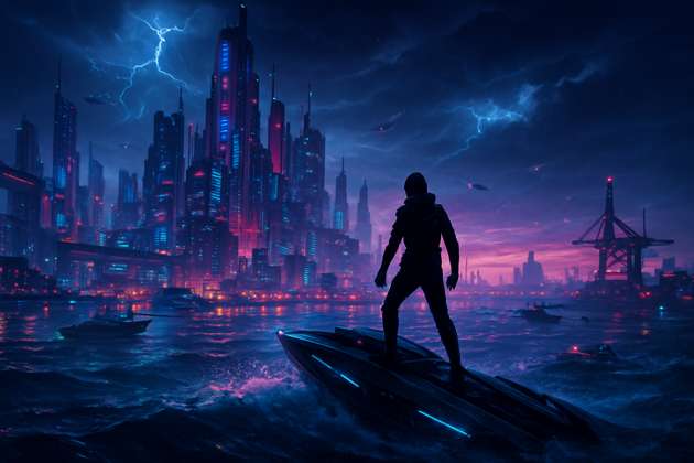 Neon Tides - Jabali AI Poster