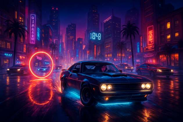 Neon Rush City - Jabali AI Poster