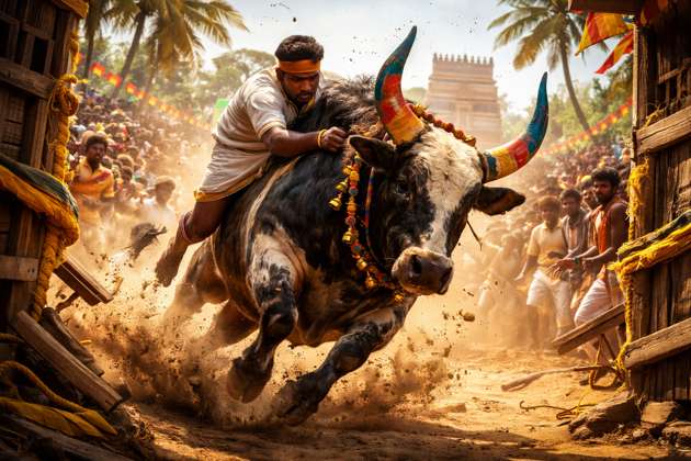 Jallikattu Bull Tamer - Jabali AI Poster