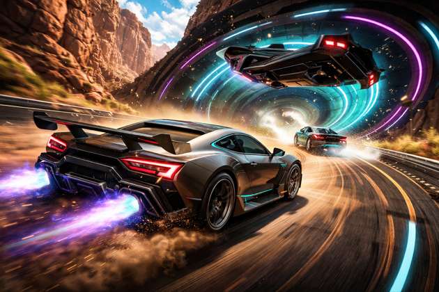 Neon Drift Canyon - Jabali AI Poster