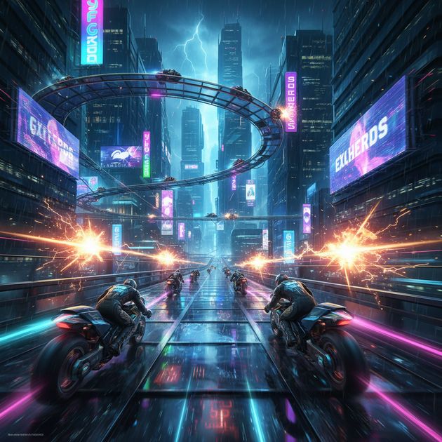 Neon Clash: Motorbike Arena - Jabali AI Poster